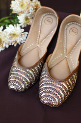 Mysa Brown & Silver Mukaish Work Jutti